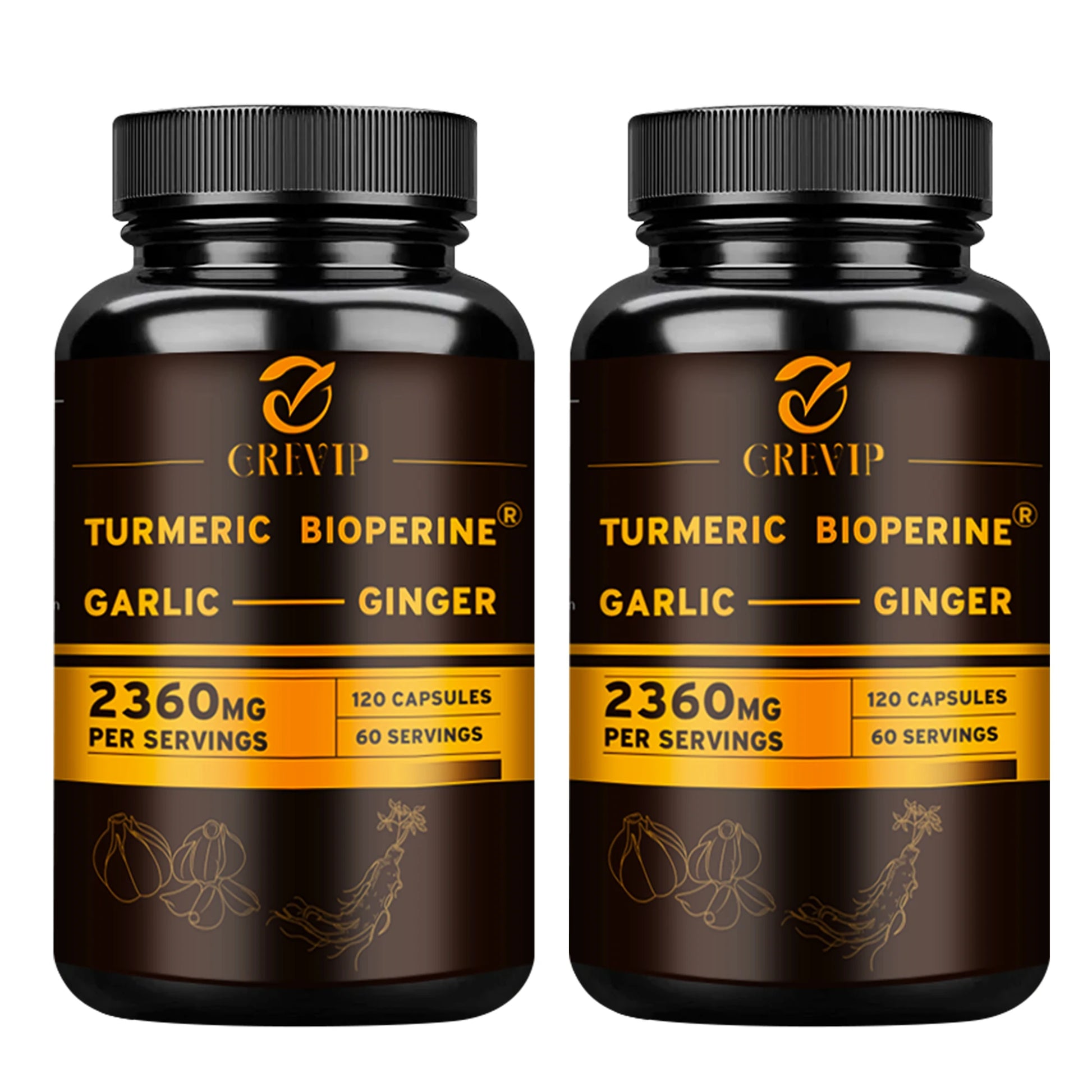4-in-1 Turmeric Ginger Supplement - Garlic, Turmeric Root, Black Pepper - Joints, Immune Support, Digestion - 120 Capsules Beauty World Shop