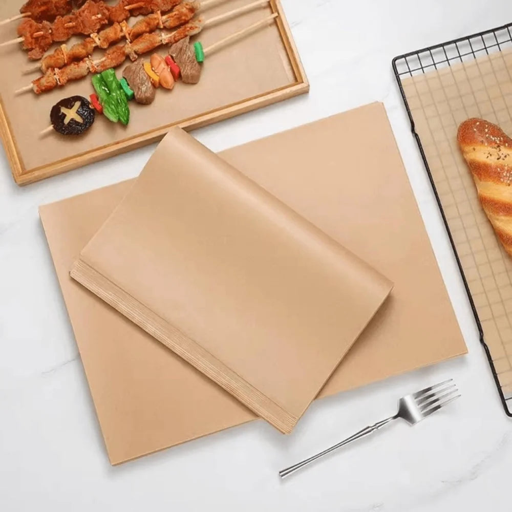 100Pcs Parchment Paper Baking Sheets Non-Stick Precut Baking Parchment Baking Paper Will Not Curl Burn Wax Paper Beauty World Shop