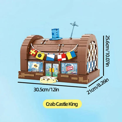 Spongebob Cartoon Krusty Krab Restaurant Building Blocks Creative Canteen Scenes Model Bricks Desktop Ornaments Toy For Kid Gift Beauty World Shop