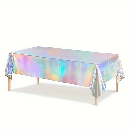 1pc, Laser Rainbow Theme Party Tablecloth,  Disposable Tablecloth Decoration Supplies,  wedding，Birthday supplies, festival gift Beauty World Shop