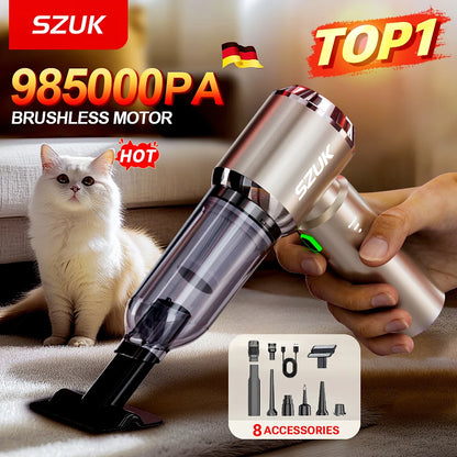 SZUK 985000Pa Car Vacuum Cleaner Portable Handheld Wireless Strong Suction Car Cleaner Cleaning Machine Mini Vacuum Cleaner Beauty World Shop