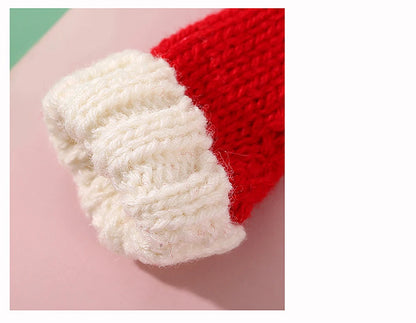 Mini Santa Knitted Hat & Scarf Small Christmas Costume for Cat Rabbit Doll Lollipop Bottle Cap DIY Xmas Party Dinner Decoration Beauty World Shop