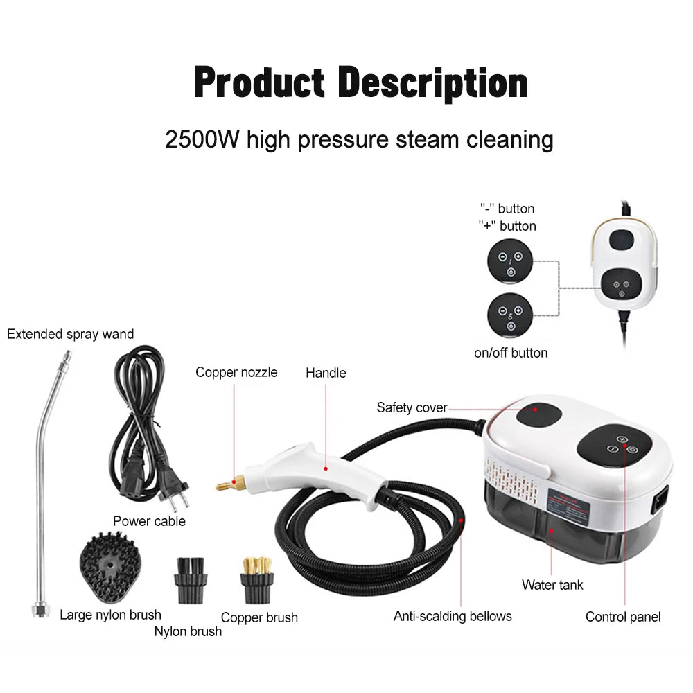 2500W High Pressure High Temperature Household Intelligent Steam Cleaner Air Conditioner Kitchen Car Steam Cleaner 220V/110V Beauty World Shop