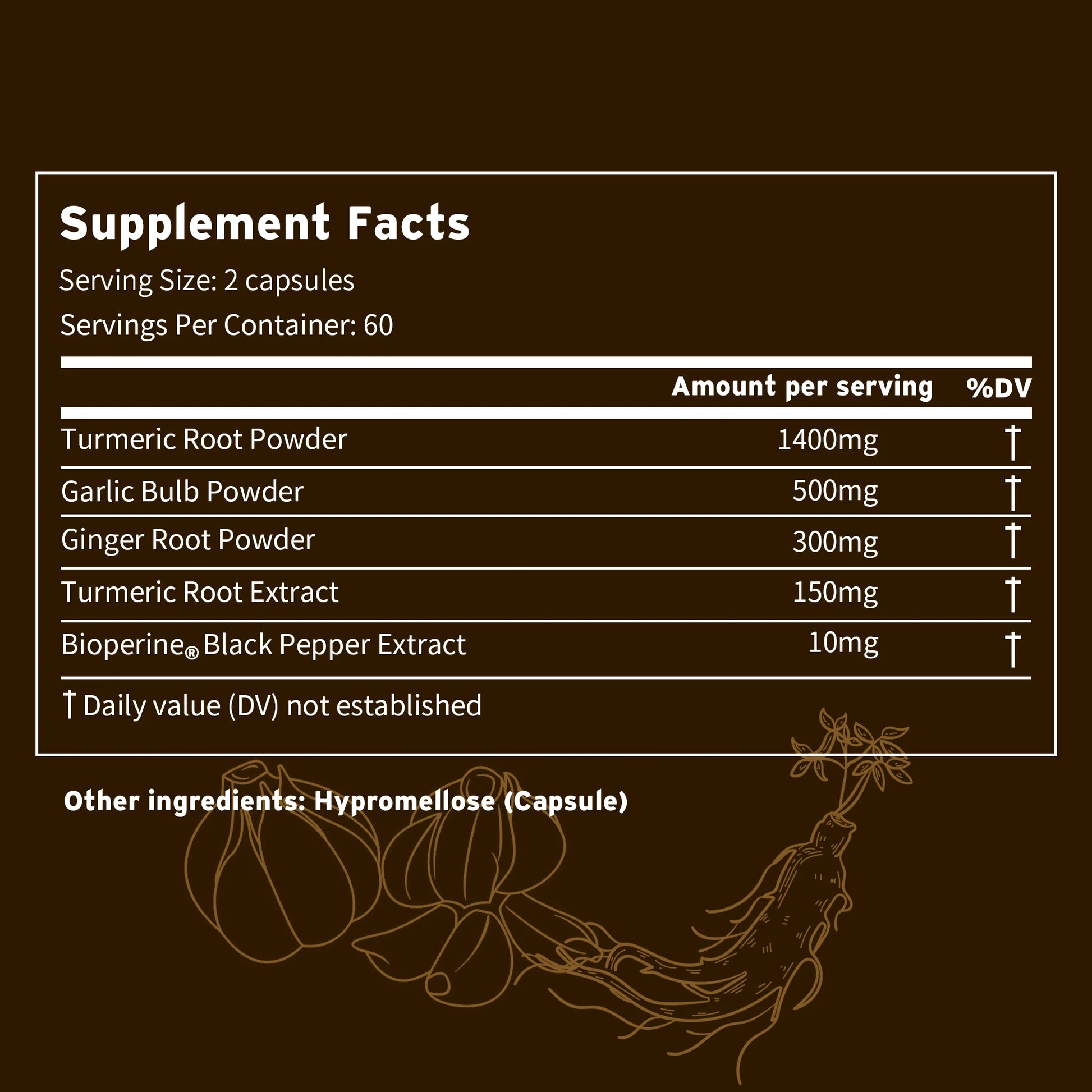 4-in-1 Turmeric Ginger Supplement - Garlic, Turmeric Root, Black Pepper - Joints, Immune Support, Digestion - 120 Capsules Beauty World Shop