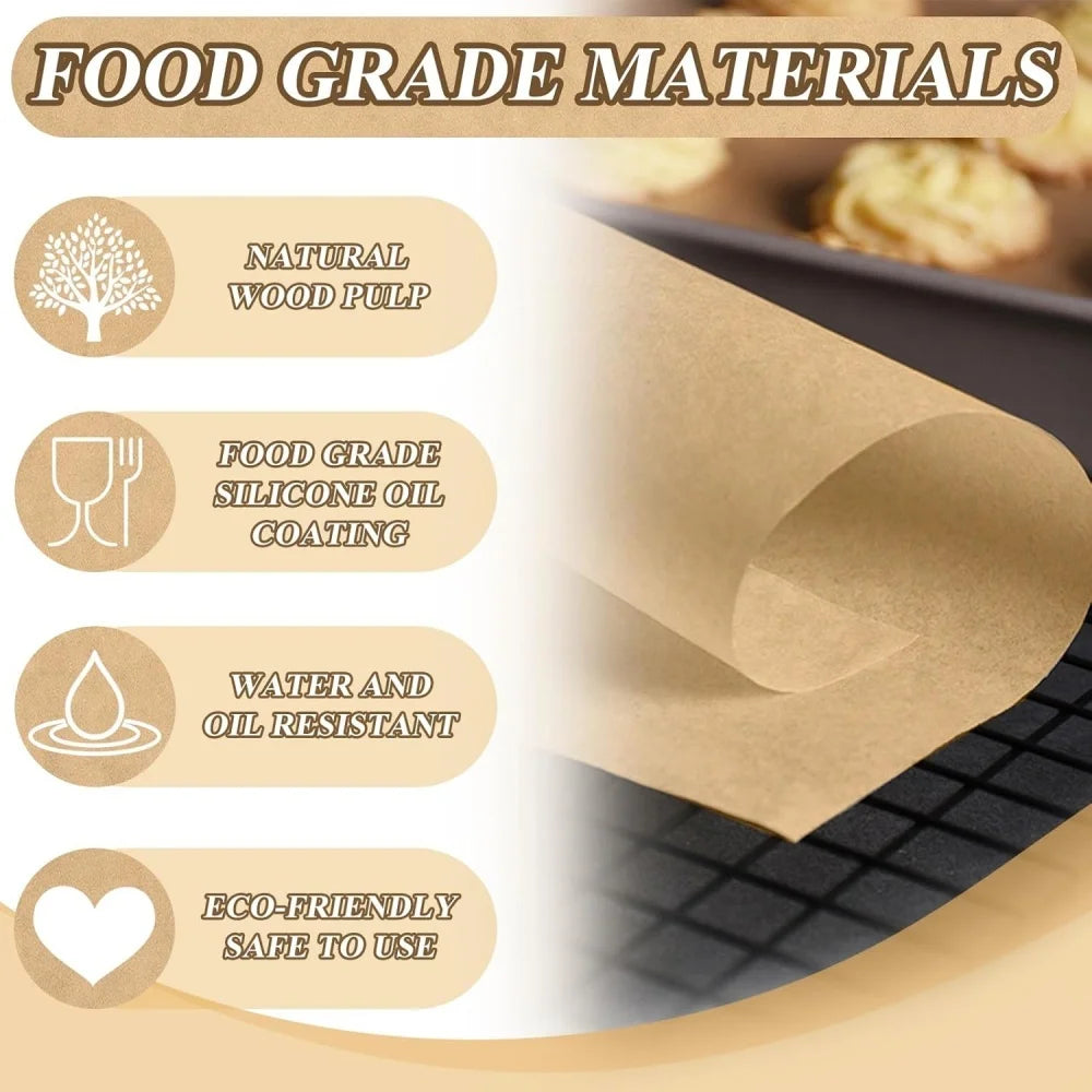 100Pcs Parchment Paper Baking Sheets Non-Stick Precut Baking Parchment Baking Paper Will Not Curl Burn Wax Paper Beauty World Shop