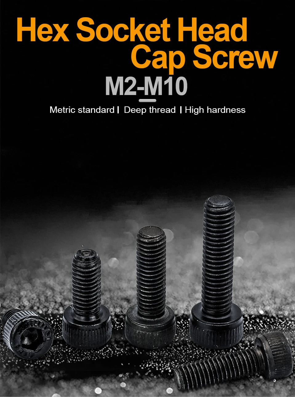 JUIDINTO 1-50pcs Hex Socket Head Cap Screw 12.9 Carbon steel Allen Screw M2 M2.5 M3 M4 M5 M6 M8 M10 Hex Cap Screw Bolt for MTB Beauty World Shop
