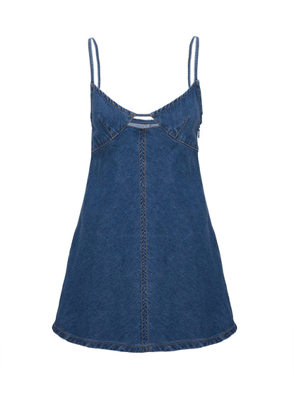 Arwen Denim Mini Dress Blue Princess Polly