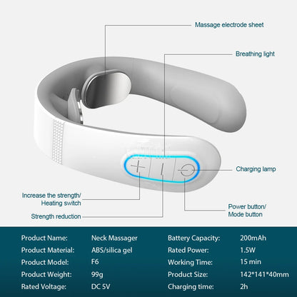TENS Pulse Back Neck Massage Wireless Smart Sholder Cervical Massager Heating Muscle Punch Beating Health Care Tool