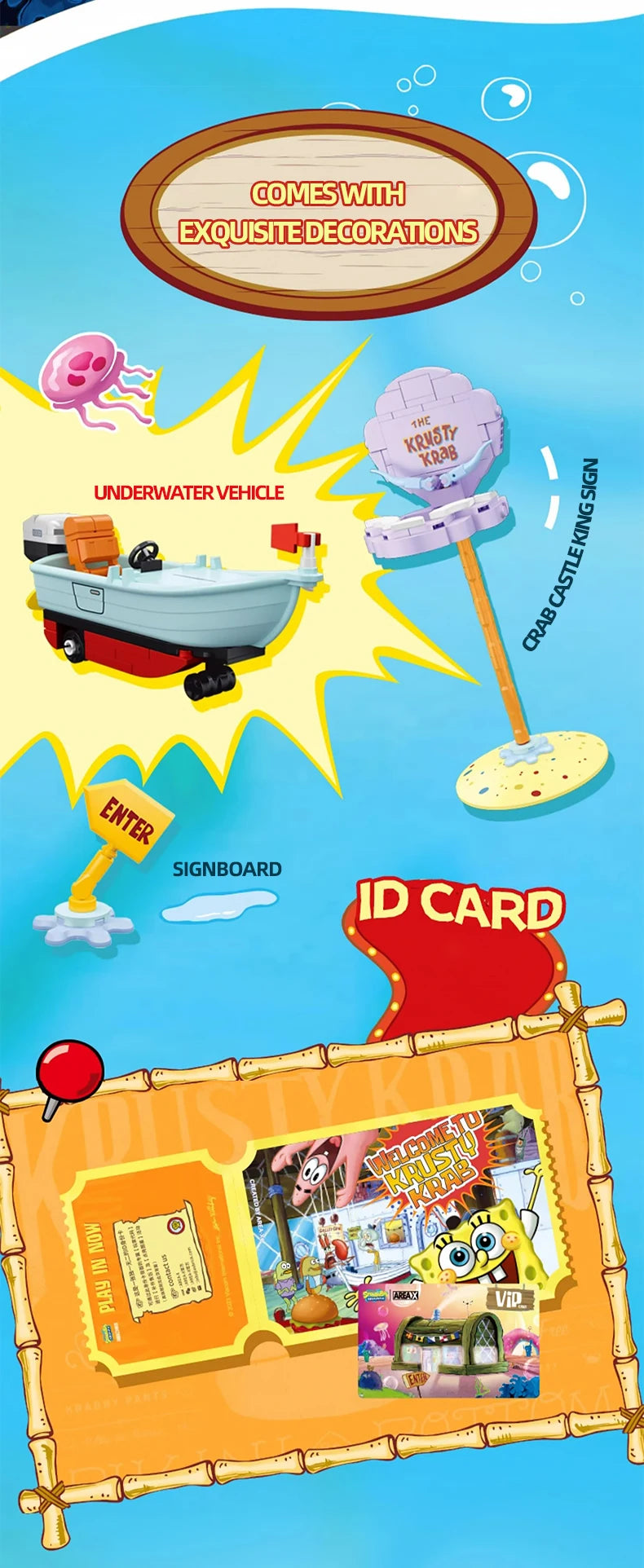 Spongebob Cartoon Krusty Krab Restaurant Building Blocks Creative Canteen Scenes Model Bricks Desktop Ornaments Toy For Kid Gift Beauty World Shop
