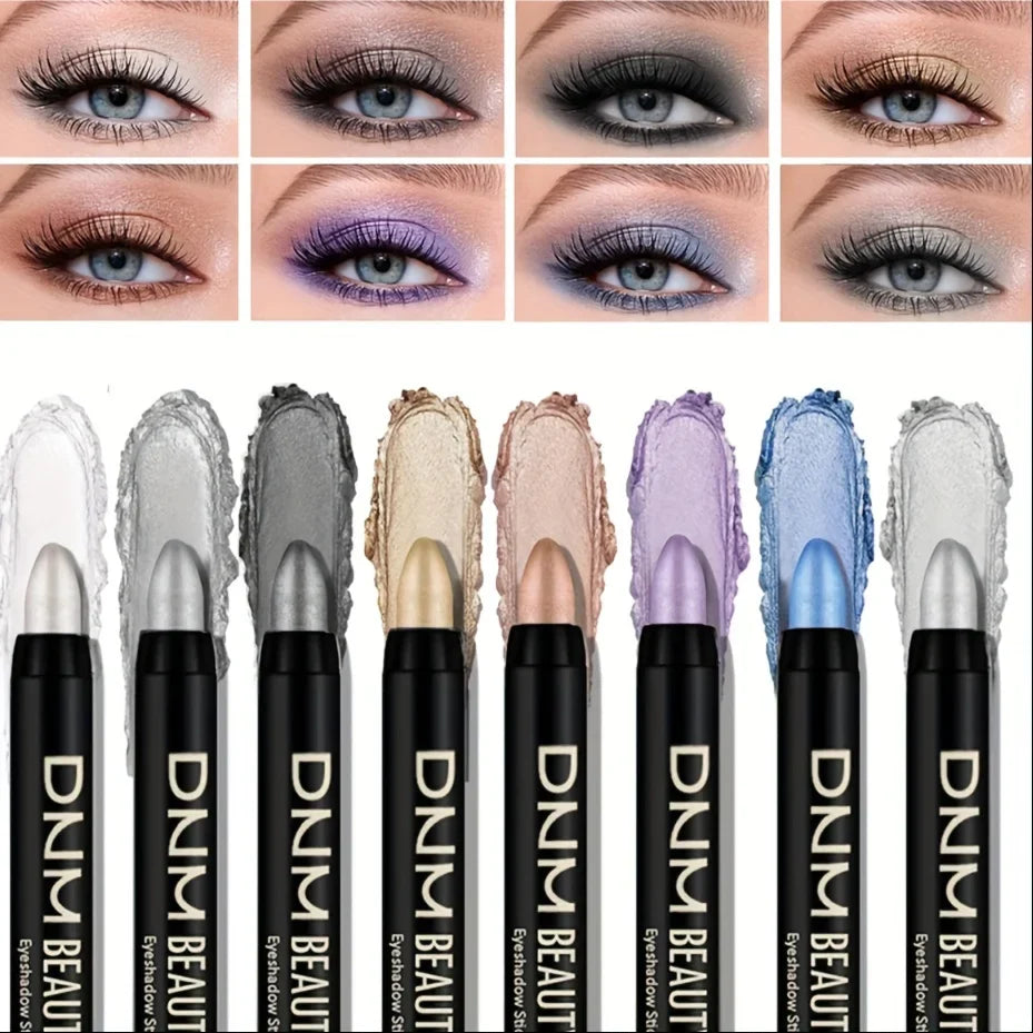 8-Piece Metallic Eyeshadow Stick Set -Champagne Glitter & HighlighterWaterproof Long-Lasting Eye Makeup In Brown, Coral, Blue, G Beauty Trend Shop