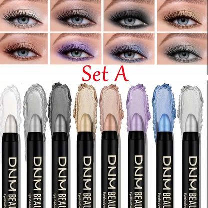 8-Piece Metallic Eyeshadow Stick Set -Champagne Glitter & HighlighterWaterproof Long-Lasting Eye Makeup In Brown, Coral, Blue, G Beauty Trend Shop