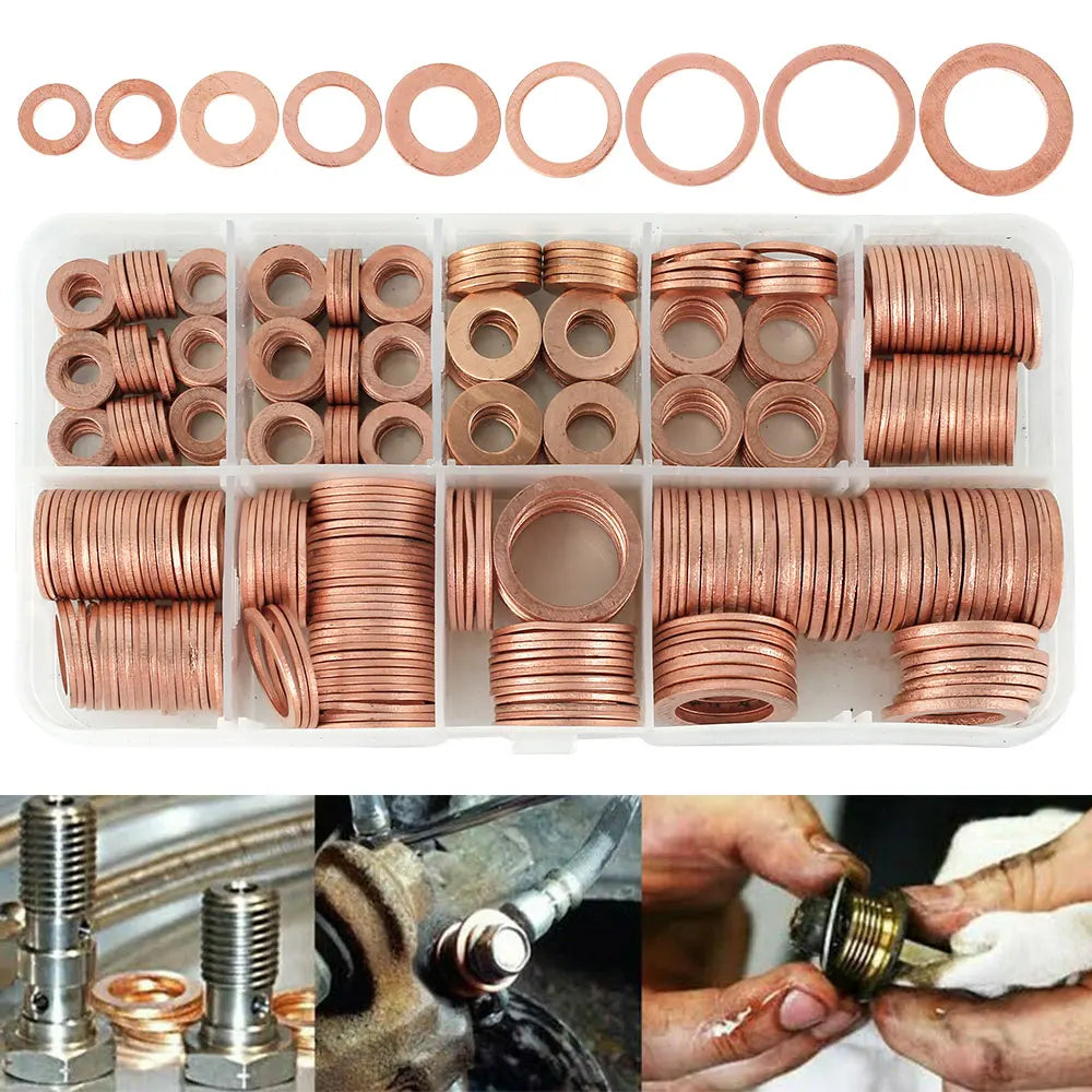 300/280/200/100Pcs Washer Copper Sealing Solid Gasket Washer Sump Plug Oil For Boat Crush Flat Seal Ring Tool 300/280/200/100Pcs Beauty Fashion