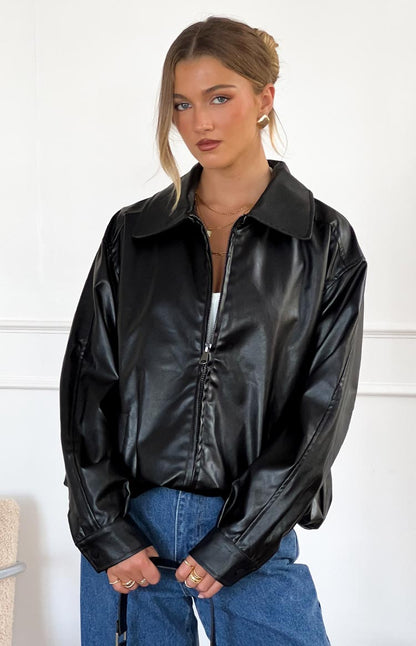 Abbi PU Black Bomber Jacket BB Exclusive