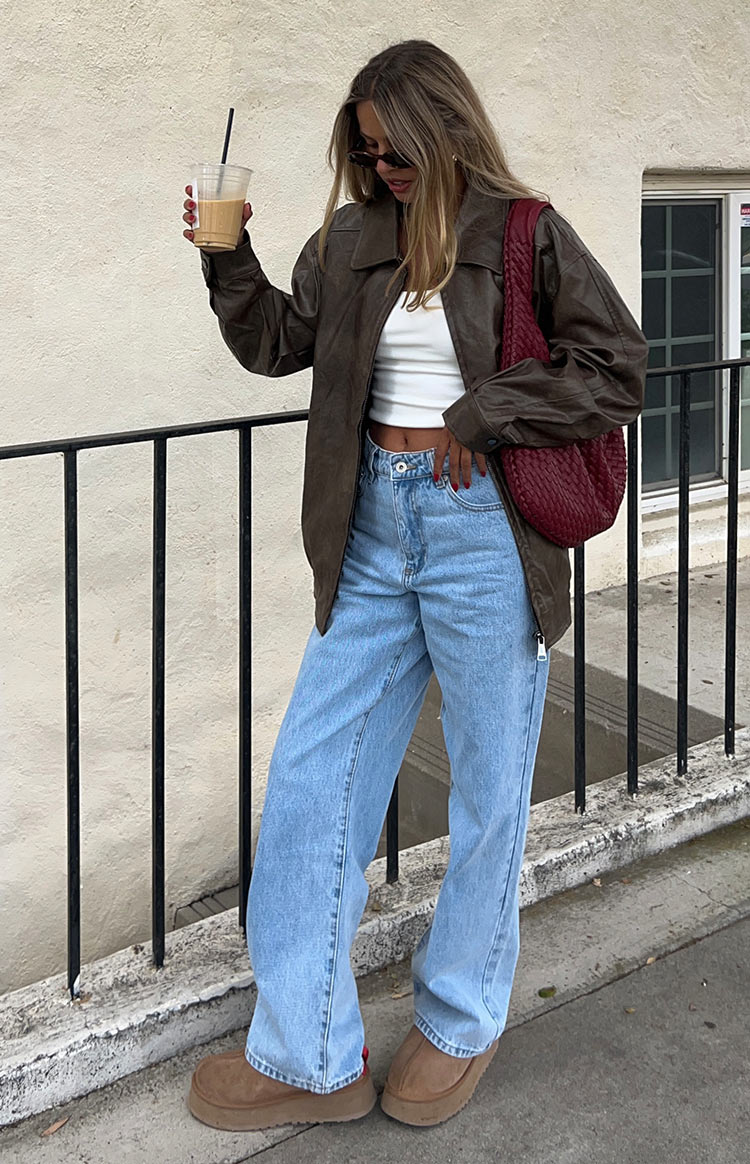 Abbi PU Vintage Brown Bomber Jacket BB Exclusive