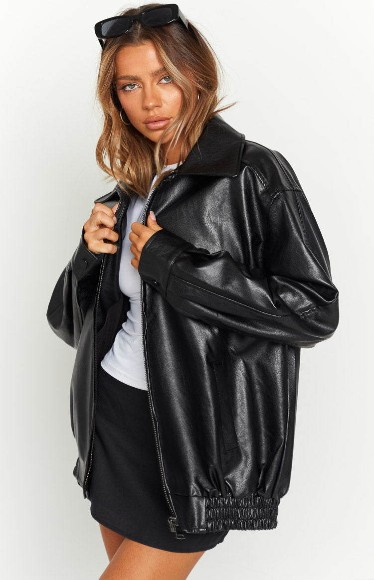 Abbi PU Black Bomber Jacket BB Exclusive