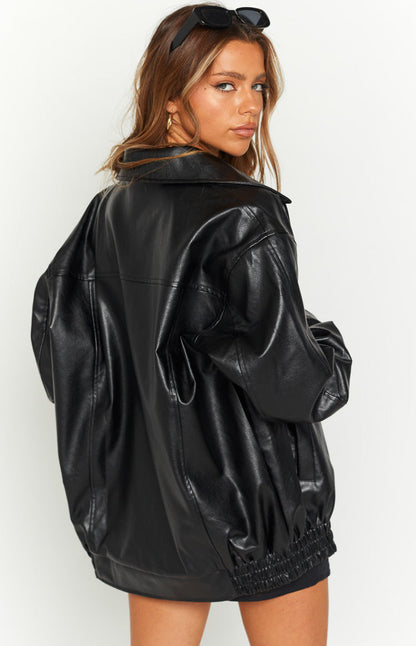 Abbi PU Black Bomber Jacket BB Exclusive