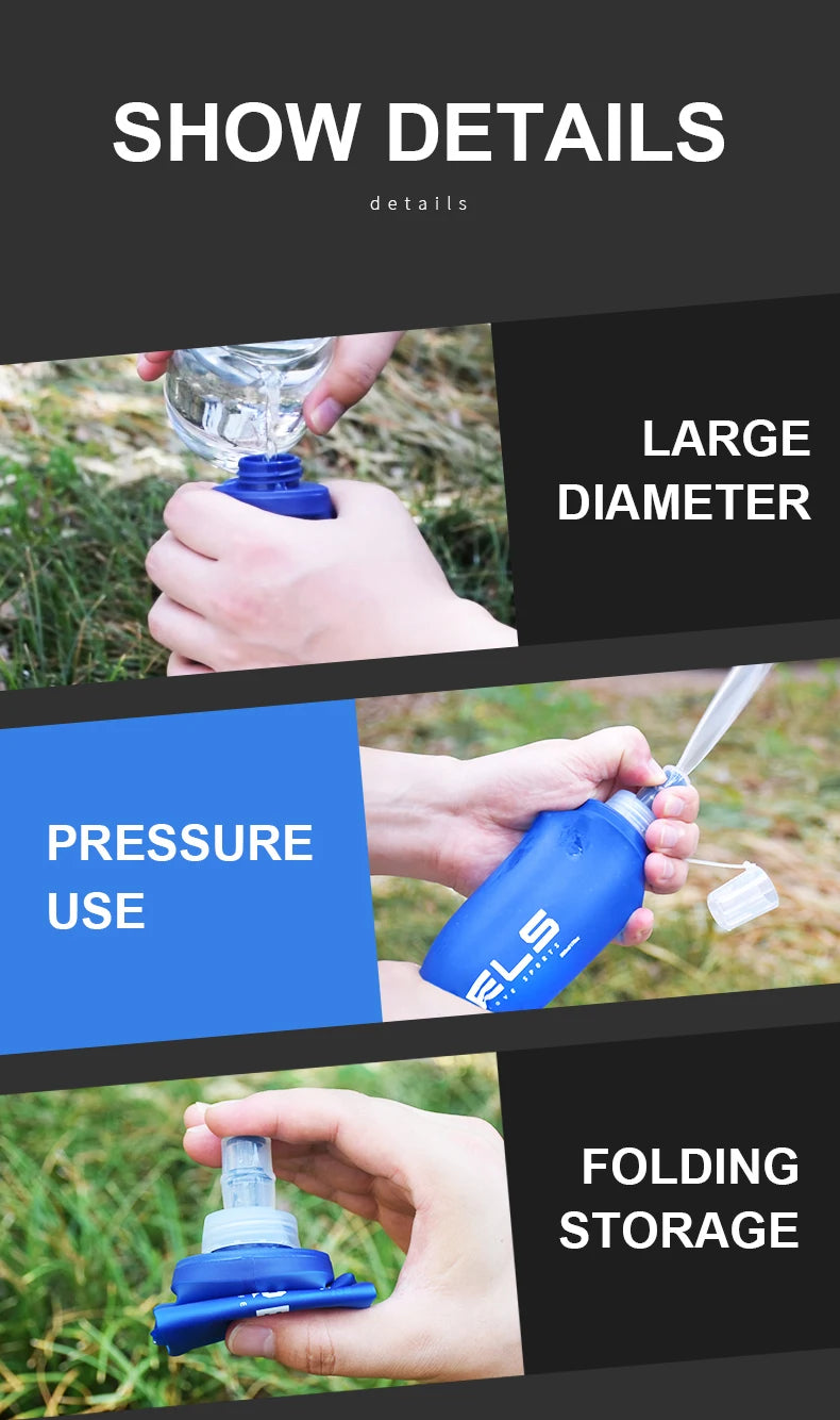 WRELS Folding Water Bottle TPU BPA-Free Collapsible Soft Flask Outdoor Sport Hiking Camping Running Portable Soft Water Bottle Beauty World Shop