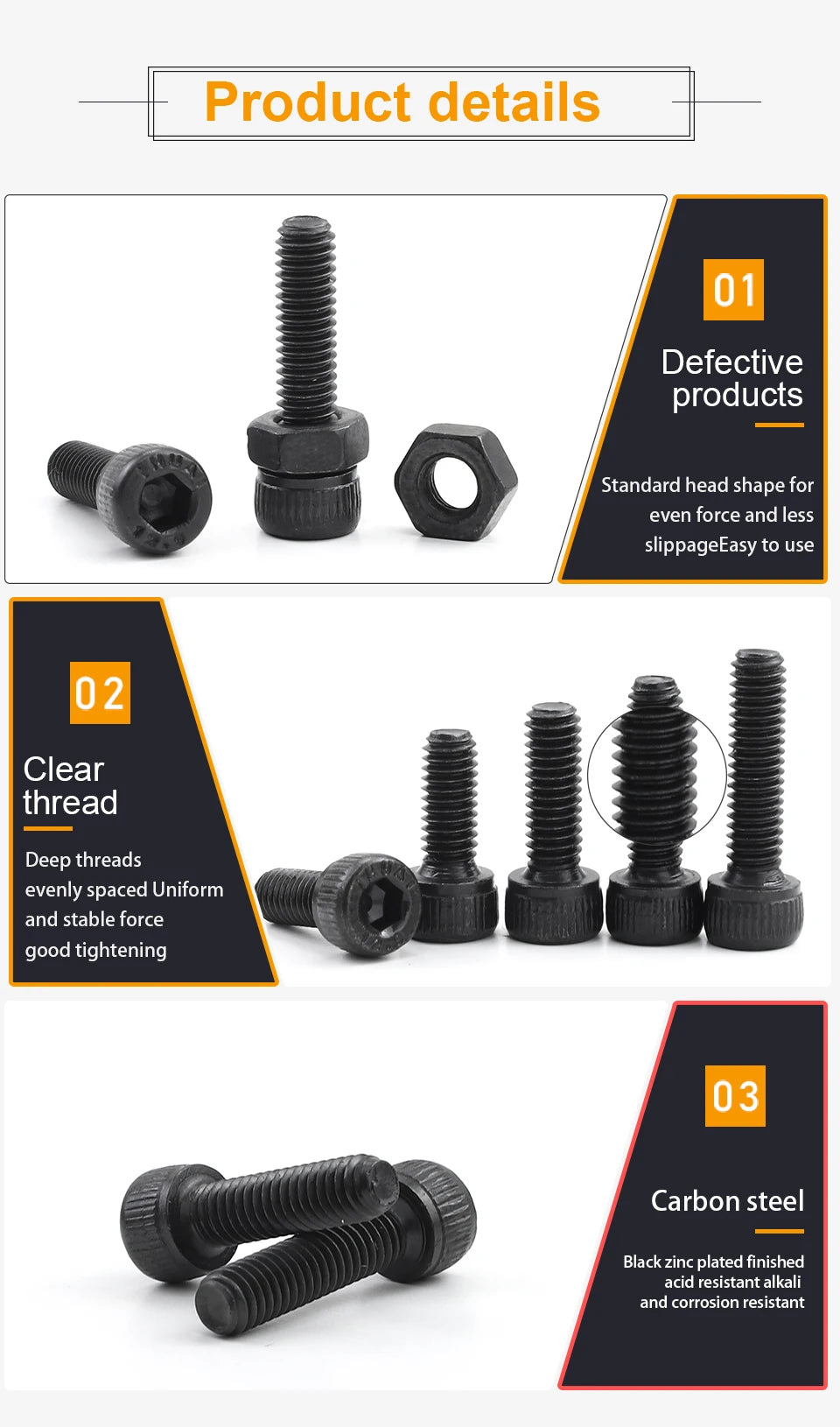 JUIDINTO 1-50pcs Hex Socket Head Cap Screw 12.9 Carbon steel Allen Screw M2 M2.5 M3 M4 M5 M6 M8 M10 Hex Cap Screw Bolt for MTB Beauty World Shop