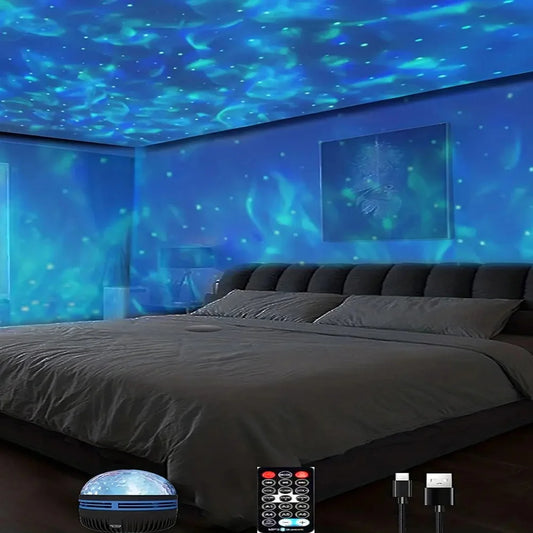 1pc Star Projector, Galaxy Projector, Water Ocean Wave Projector For Bedroom Night Light  Room Decor With 7-Colors Patterns Beauty World Shop