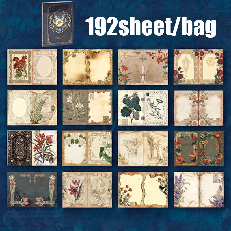 Mr.Paper 192pcs Vintage Style Notebook Set, Gold Foil Writing Pad for Journaling Note Taking, Retro Stationery Paper Sheets Beauty World Shop