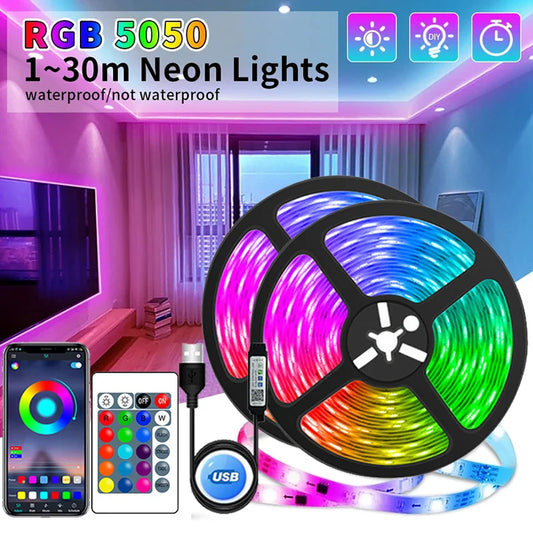 USB LED Strip Lights APP Control Color Changing 5050 RGB Led Light Flexible Lamp Tape for Room Decoration TV Backlight Diode Beauty World Shop
