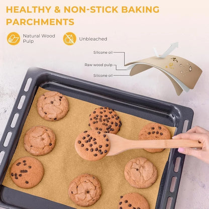 100Pcs Parchment Paper Baking Sheets Non-Stick Precut Baking Parchment Baking Paper Will Not Curl Burn Wax Paper Beauty World Shop