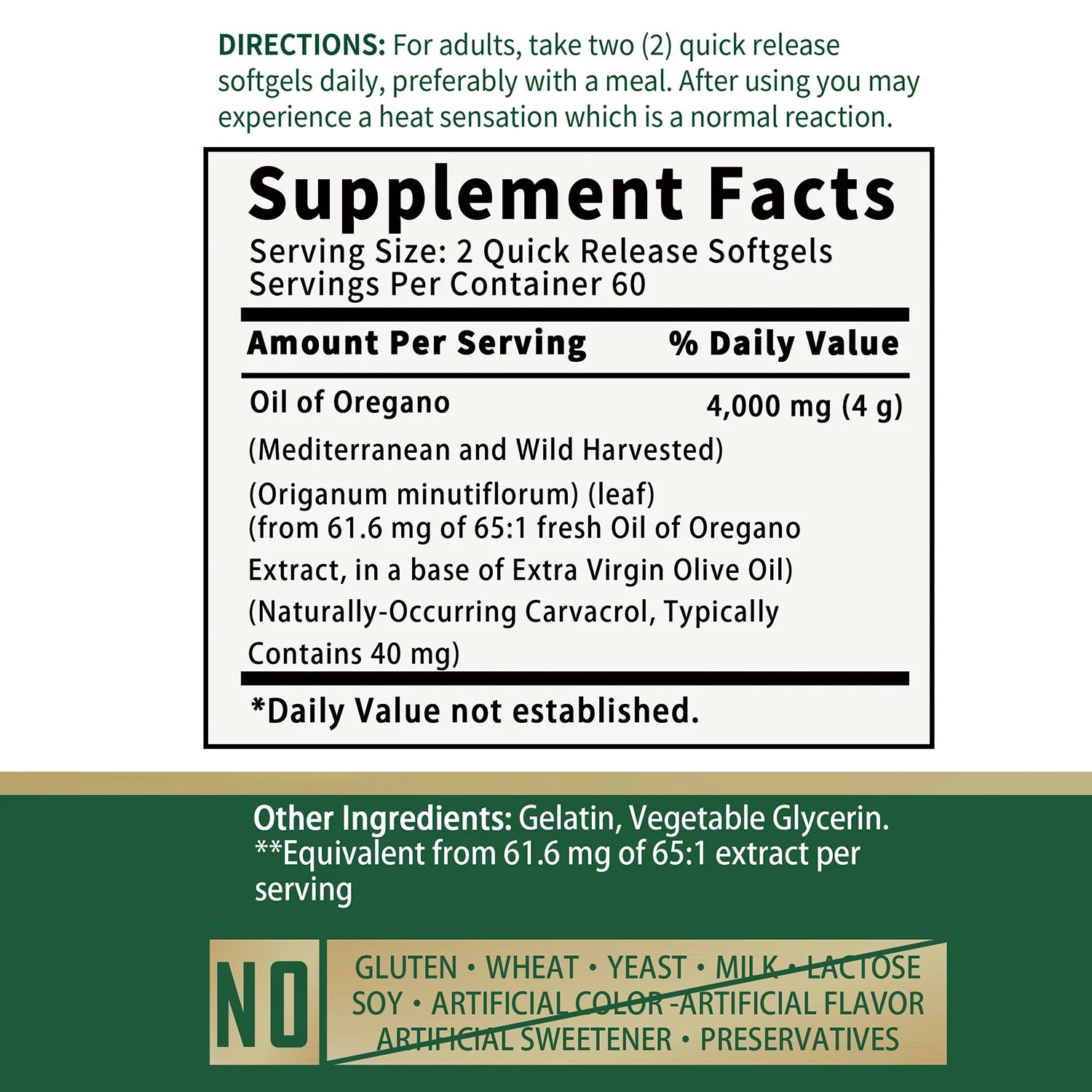 Oil of Oregano - for Digestion, Heart Health, Detoxification and Immune Support - 120 Capsules Beauty World Shop
