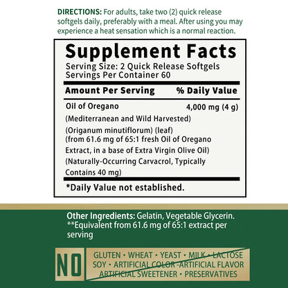 Oil of Oregano - for Digestion, Heart Health, Detoxification and Immune Support - 120 Capsules Beauty World Shop