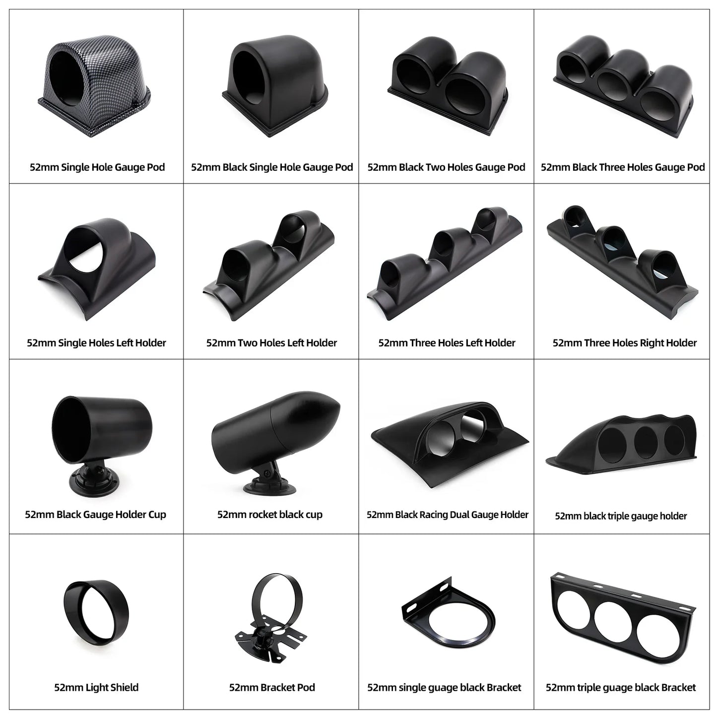 Universal 2INCH Car auto Gauge Holder 52mm manometer support Car Gauge Pod for Left Right Drive Car for 2 Inch 52mm Gauges Beauty World Shop