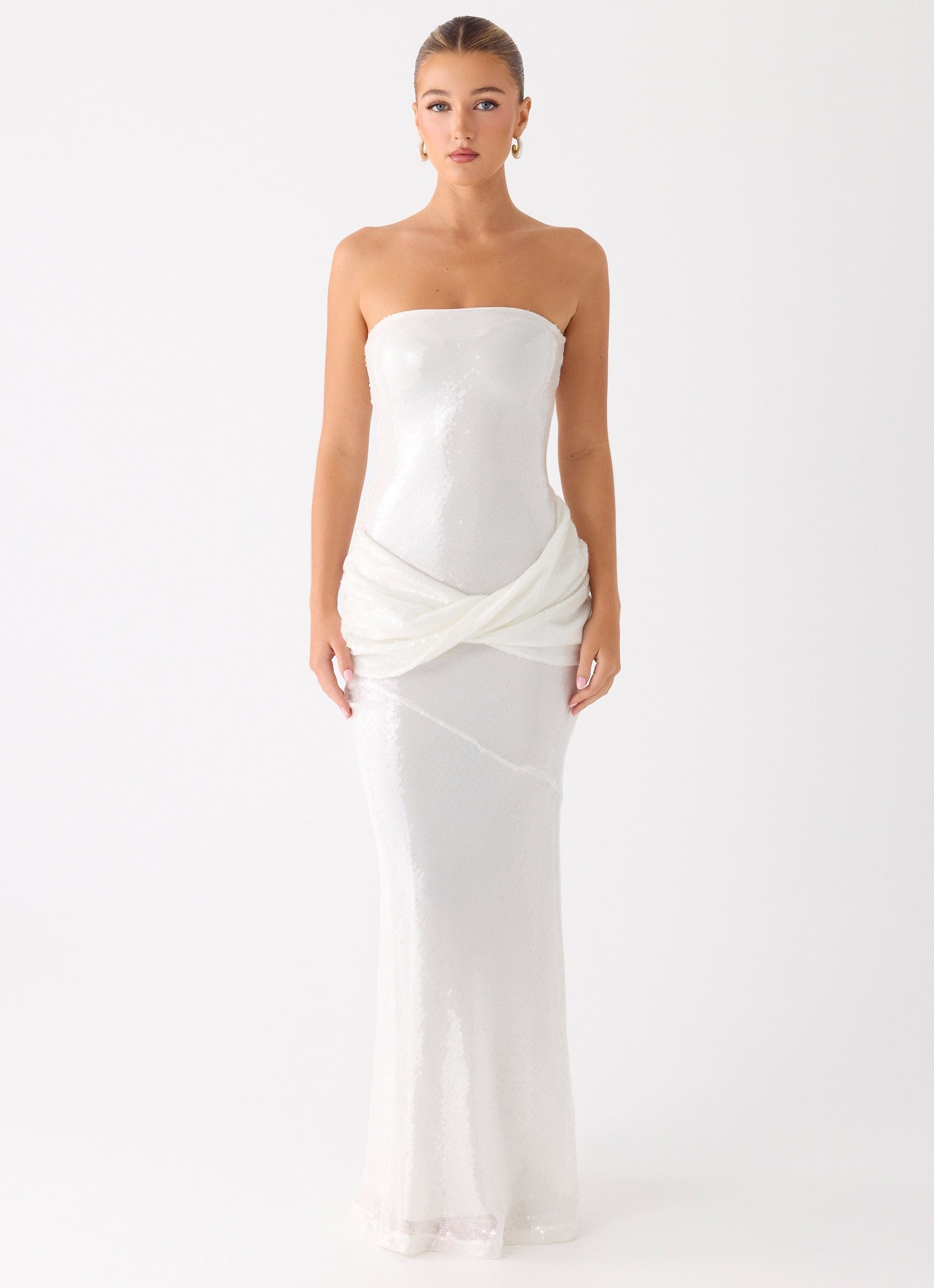 Anticipating Sequin Maxi Dress - White Peppermayo Exclusive