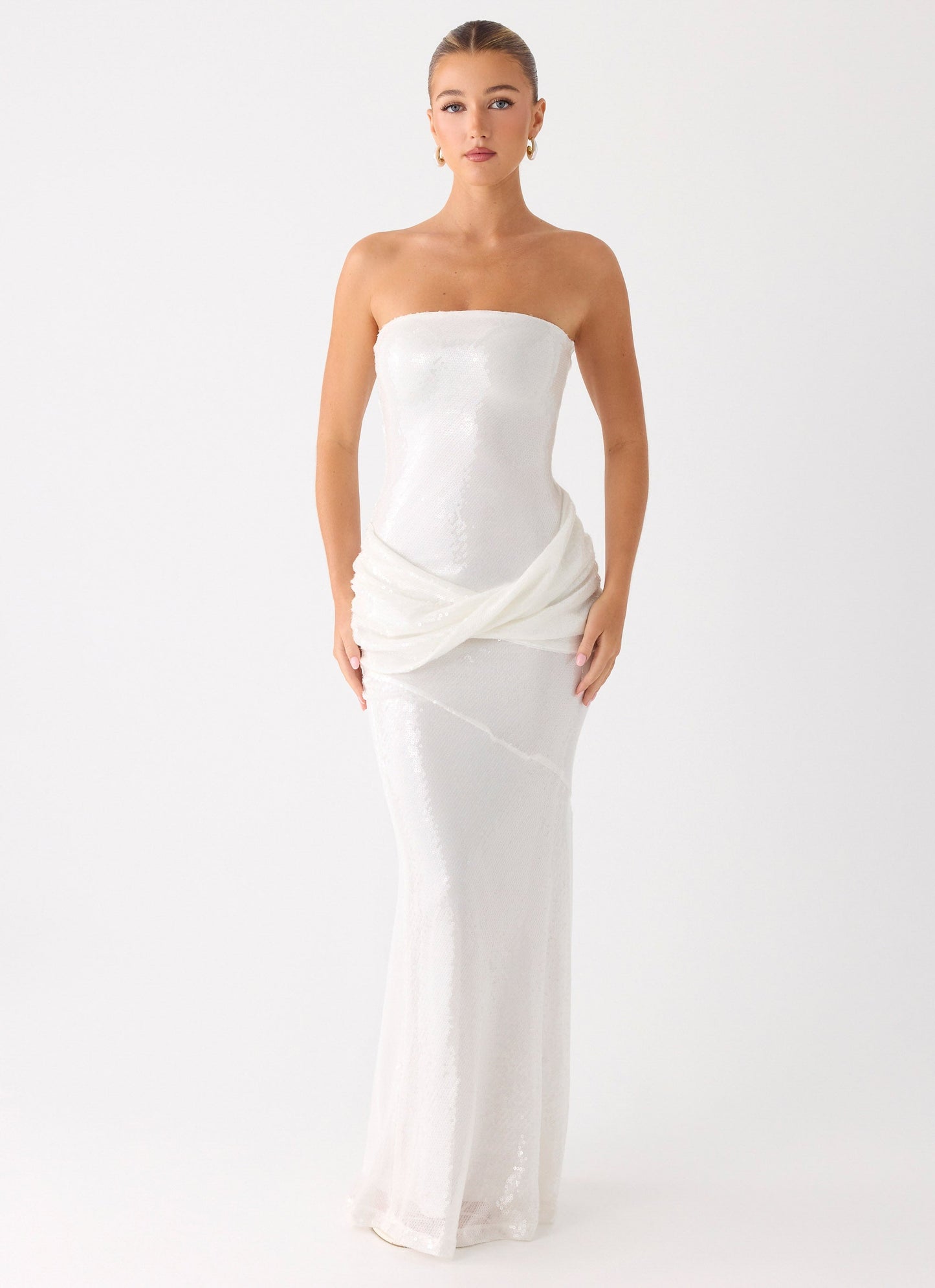 Anticipating Sequin Maxi Dress - White Peppermayo Exclusive