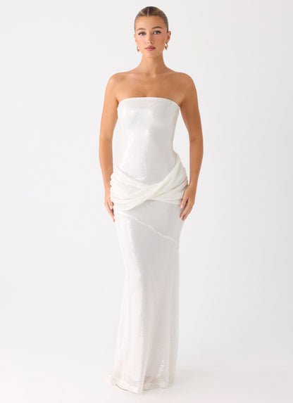 Anticipating Sequin Maxi Dress - White Peppermayo Exclusive