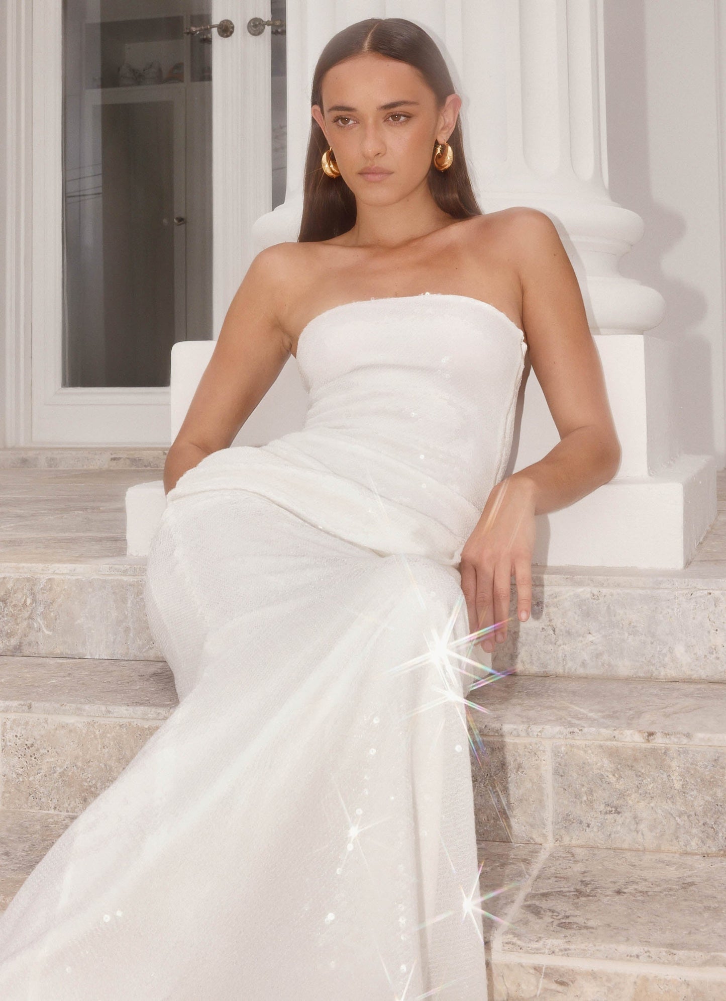 Anticipating Sequin Maxi Dress - White Peppermayo Exclusive