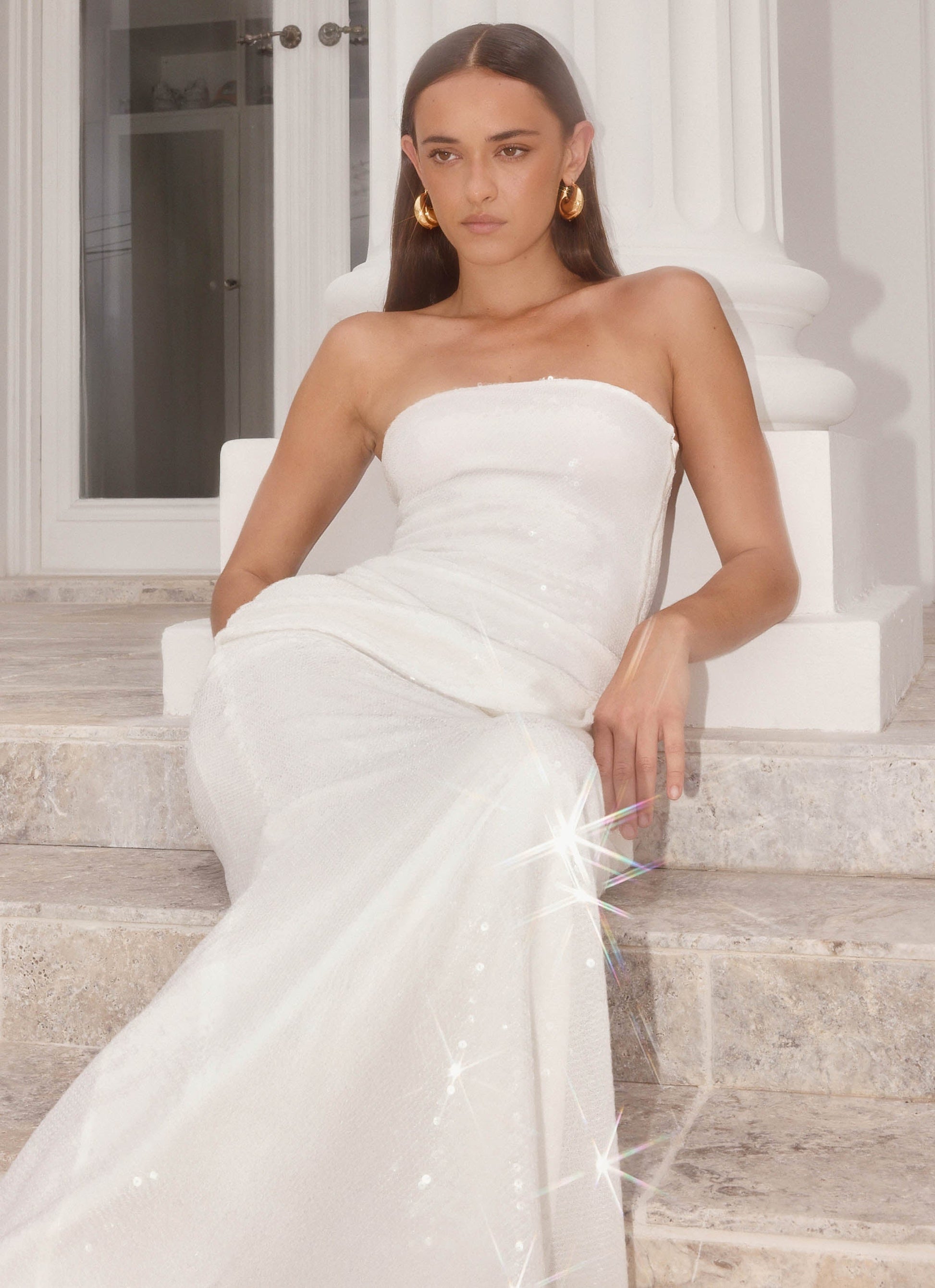 Anticipating Sequin Maxi Dress - White Peppermayo Exclusive