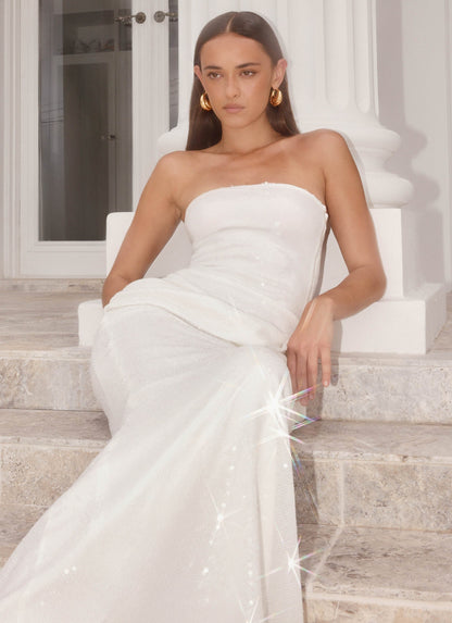 Anticipating Sequin Maxi Dress - White Peppermayo Exclusive