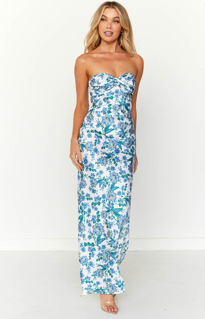 Ashley Blue Floral Formal Maxi Dress BB Exclusive