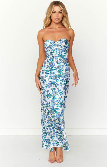 Ashley Blue Floral Formal Maxi Dress BB Exclusive