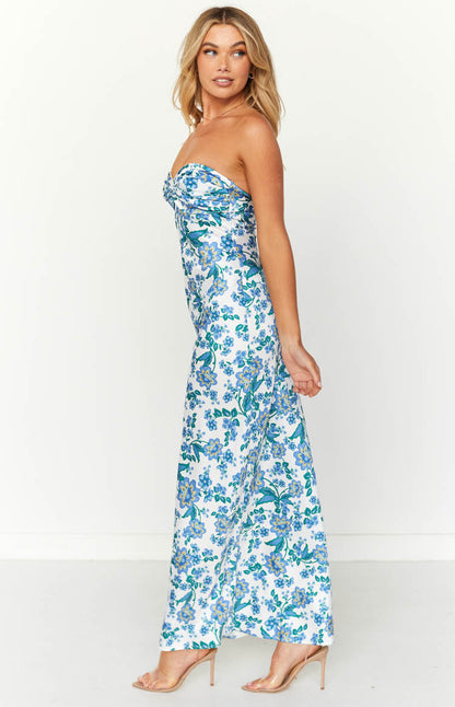 Ashley Blue Floral Formal Maxi Dress BB Exclusive