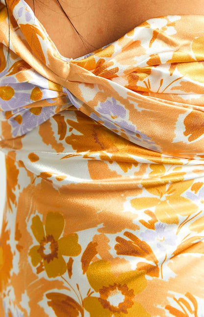Ashley Orange Floral Formal Maxi Dress BB Exclusive