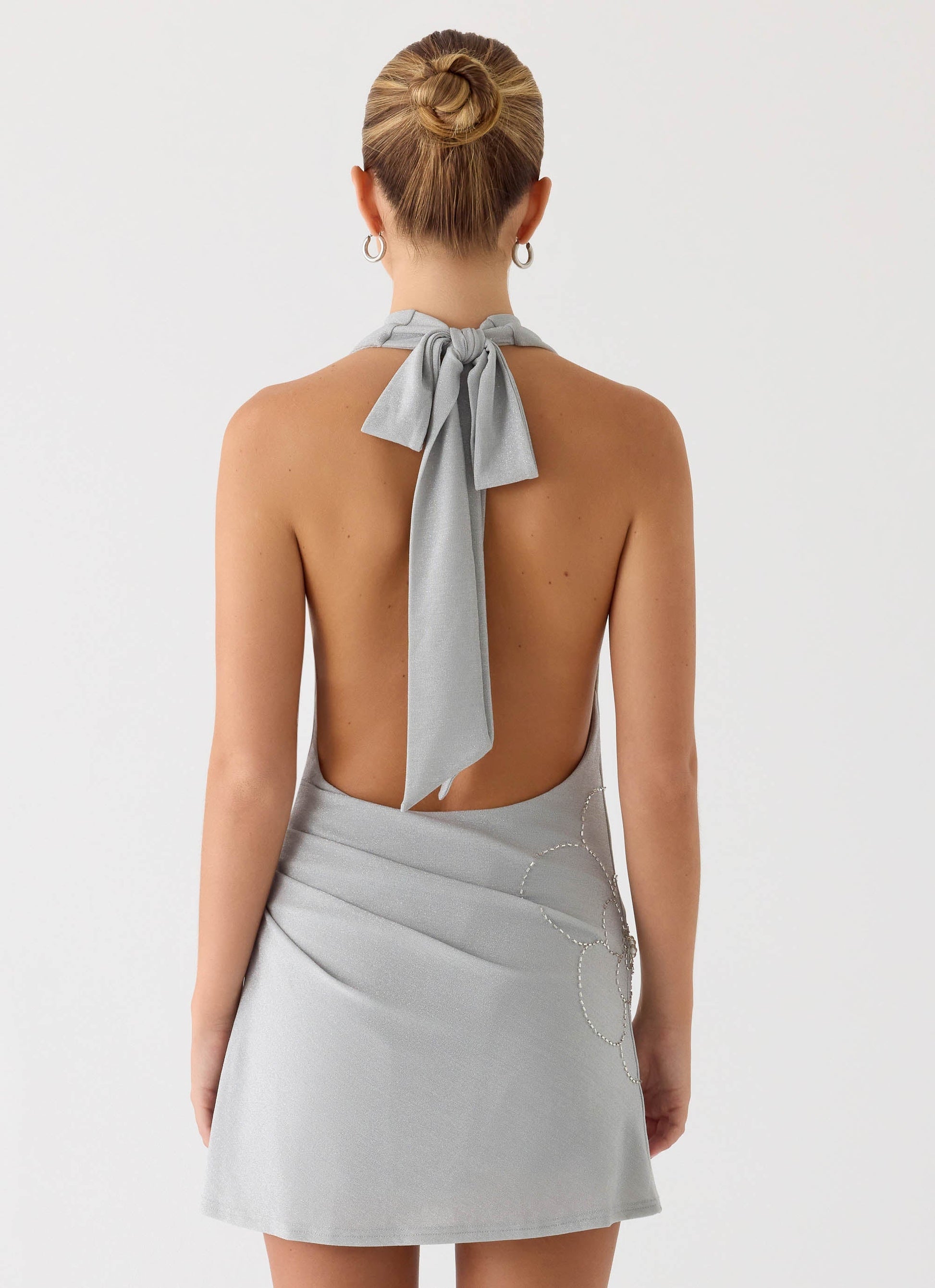 Atenea Cowl Mini Dress - Silver Peppermayo Exclusive