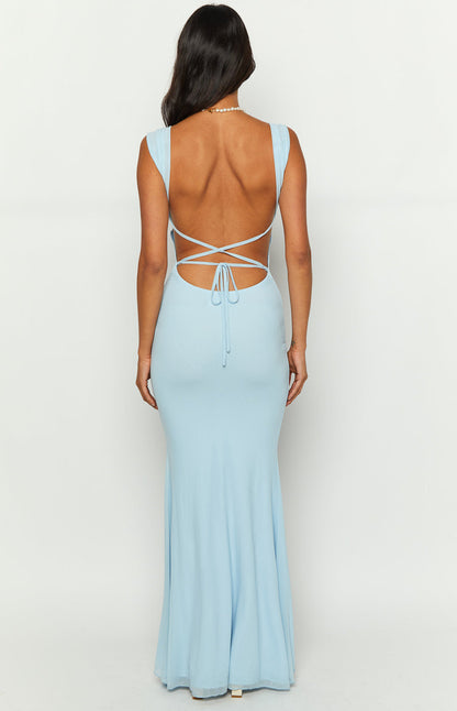Beverley Baby Blue Mesh Maxi Dress BB Exclusive