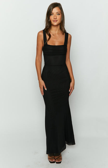 Beverley Black Mesh Maxi Dress BB Exclusive