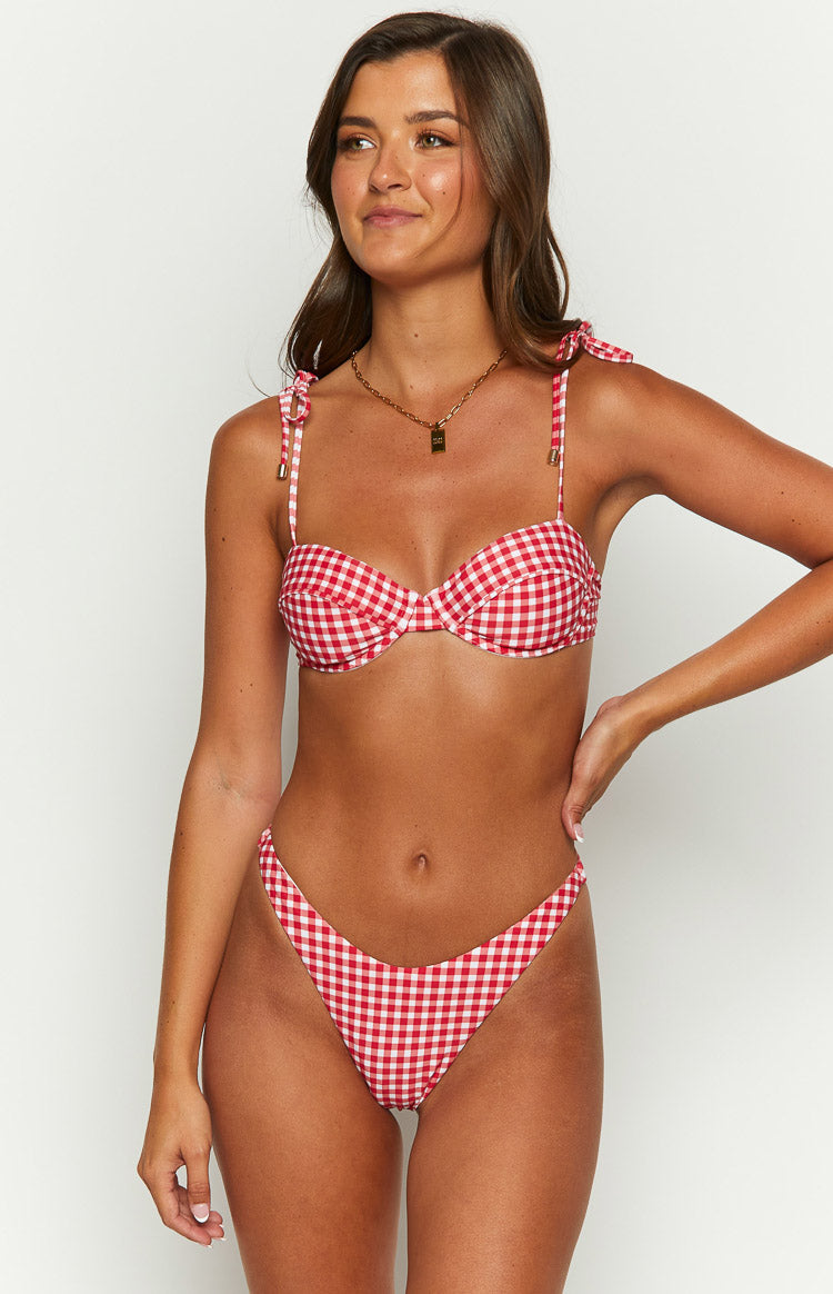 9.0 Swim Bianca Red Gingham Bikini Bottoms BB Exclusive