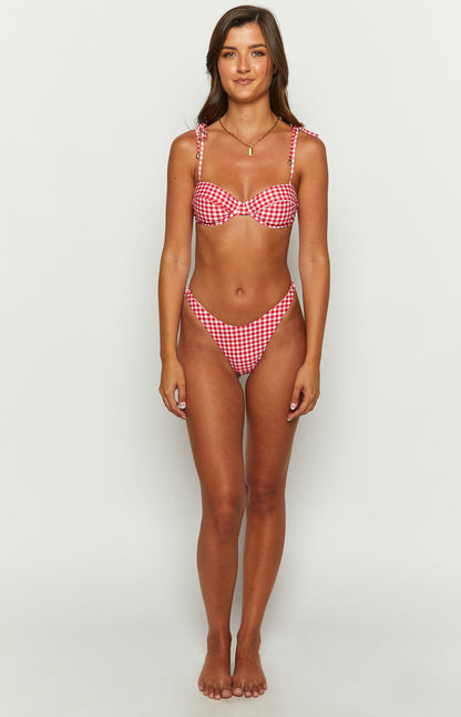 9.0 Swim Bianca Red Gingham Bikini Top BB Exclusive