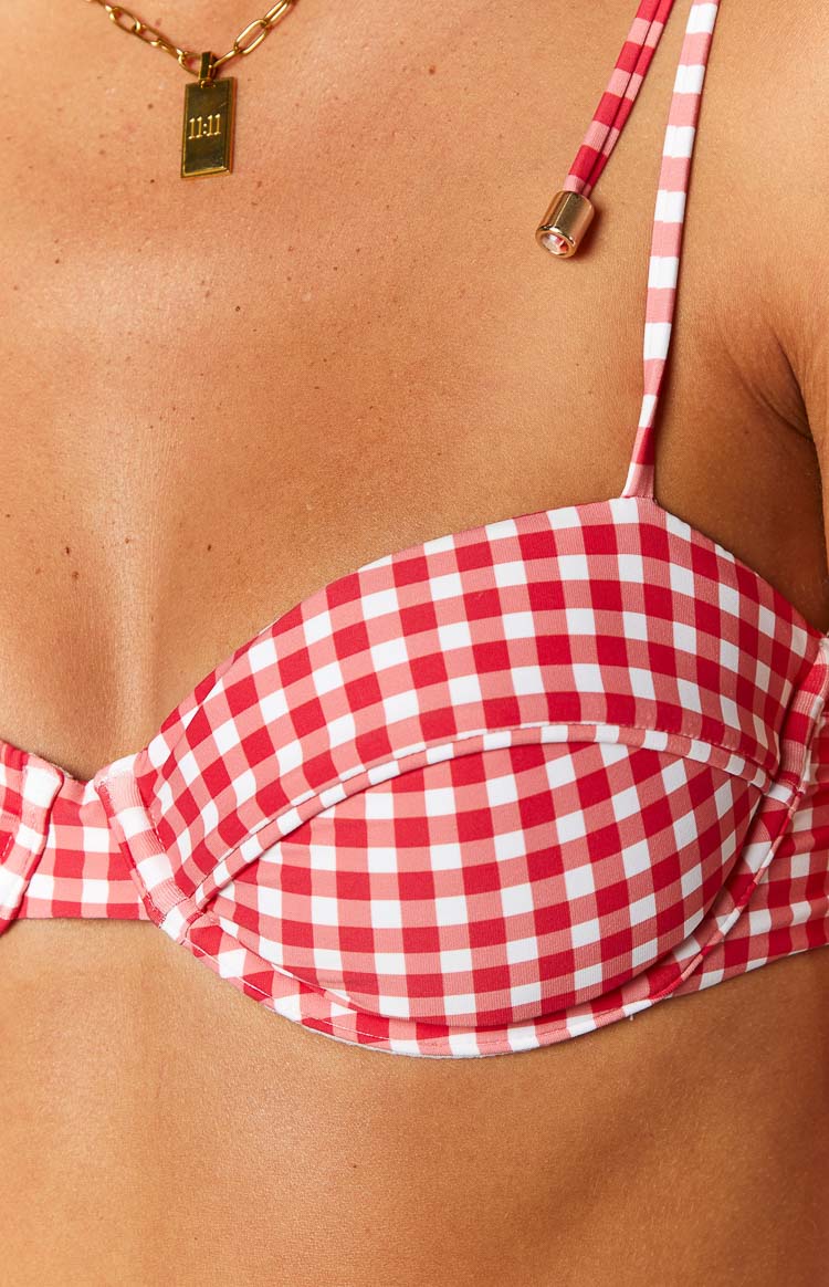 9.0 Swim Bianca Red Gingham Bikini Top BB Exclusive