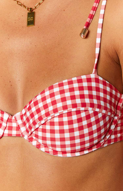 9.0 Swim Bianca Red Gingham Bikini Top BB Exclusive