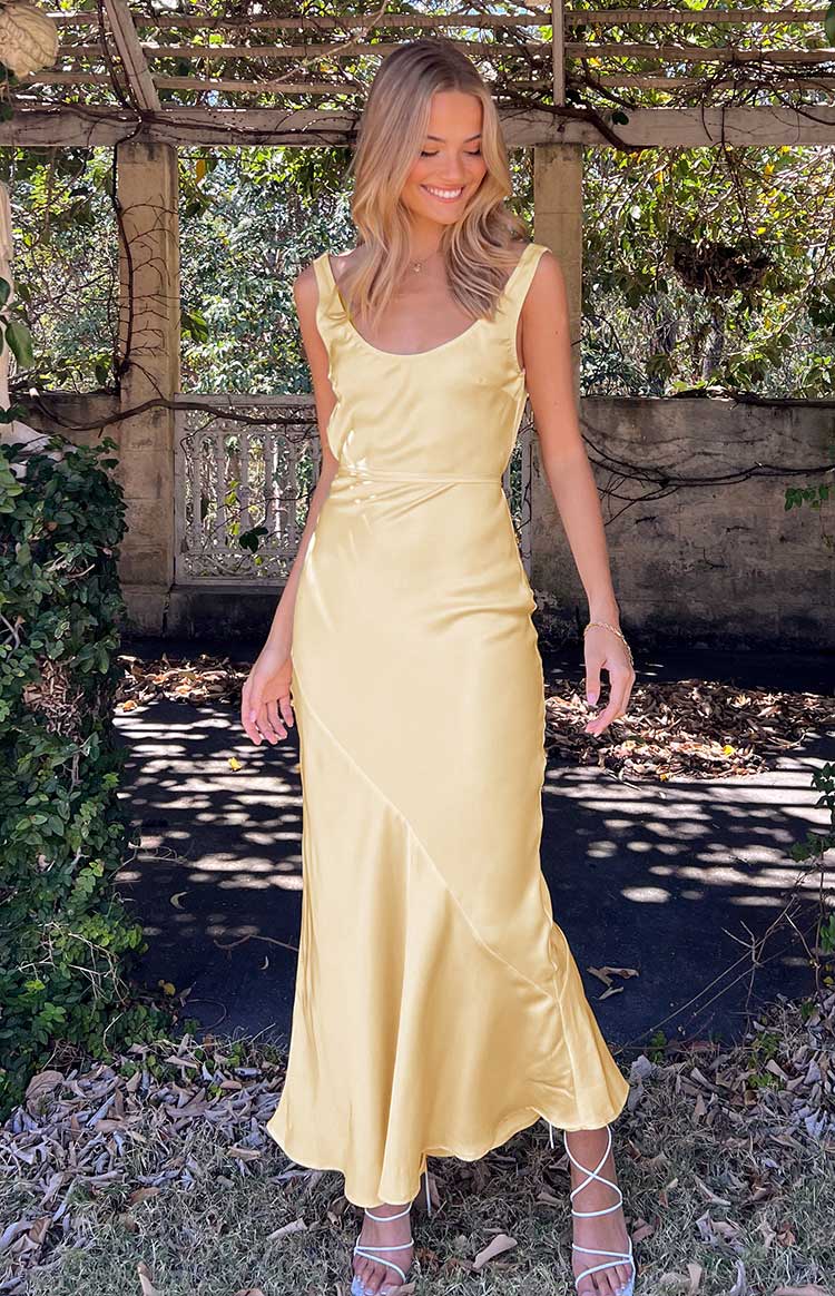 Carnation Yellow Satin Maxi Dress BB Exclusive