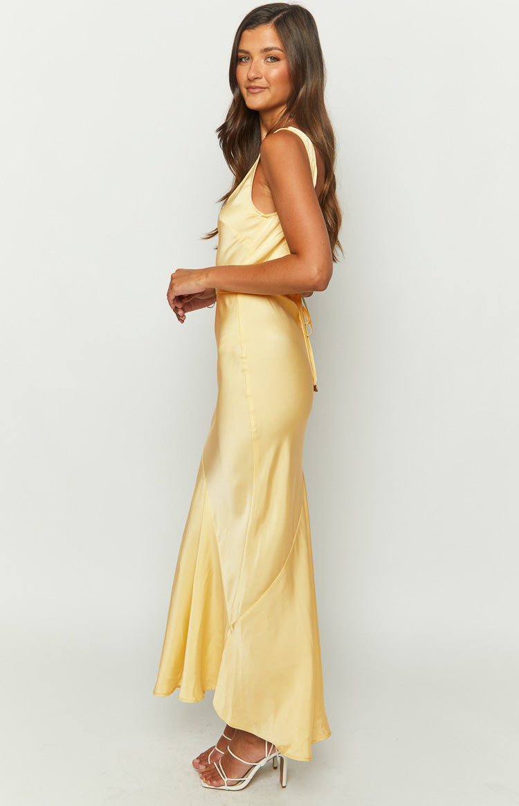 Carnation Yellow Satin Maxi Dress BB Exclusive