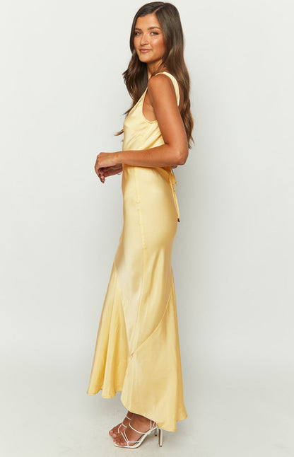 Carnation Yellow Satin Maxi Dress BB Exclusive