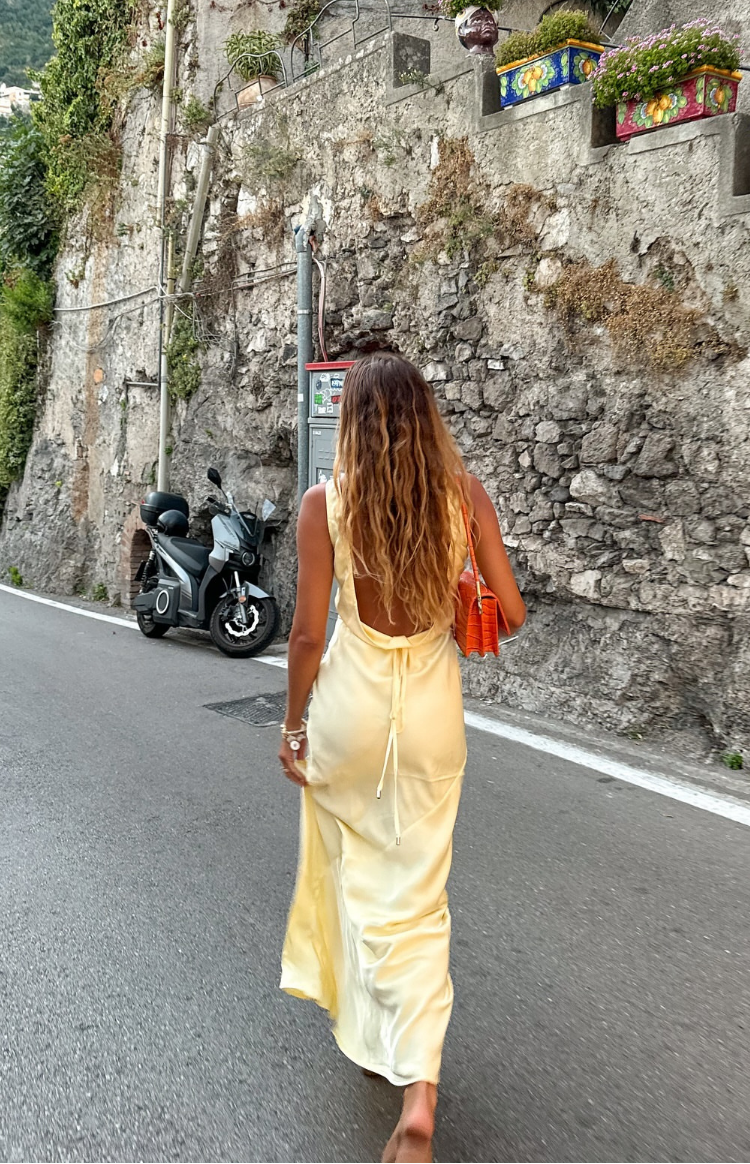 Carnation Yellow Satin Maxi Dress BB Exclusive